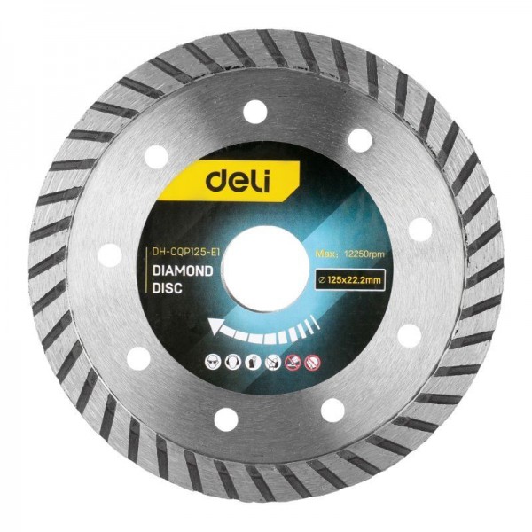 DELI δίσκος κοπής διαμαντέ DH-CQP125-E1, δομικών υλικών, 125mm, 12250rpm - DELI