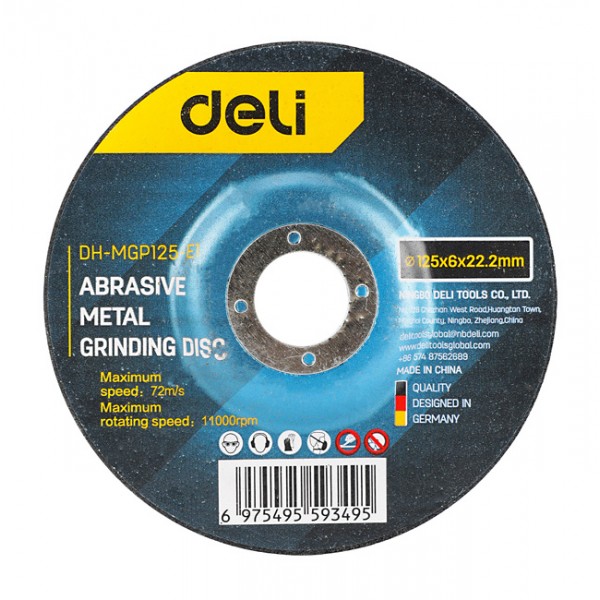 DELI δίσκος λείανσης μετάλλου DH-MGP125-E1, 125mm, 11000rpm, 5τμχ - DELI