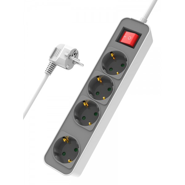 POWERTECH πολύπριζο ασφαλείας PT-1056, 4x schuko, 16A, 1.4m, λευκό - Πολύπριζα Ρεύματος
