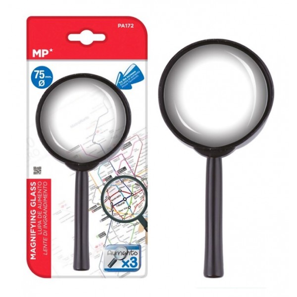 MP μεγεθυντικός φακός PA172, x3, 75mm, μαύρος - Αναλώσιμα - Είδη Γραφείου