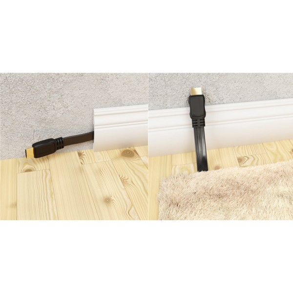 GOOBAY καλώδιο HDMI 2.0 61281, Ethernet, flat, 4K/60Hz 18 Gbps, 5m, μαύρο - GOOBAY