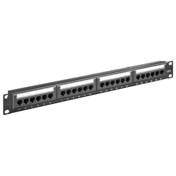 GOOBAY patch panel 93866 19"/1U, 24x ports, CAT 6 UTP, μαύρo - Καμπίνες - Rack