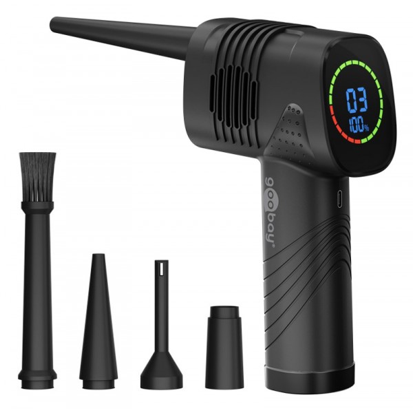 GOOBAY ηλεκτρικό air duster 61667, LED οθόνη, 46.8W, 2000mAh, μαύρο - GOOBAY