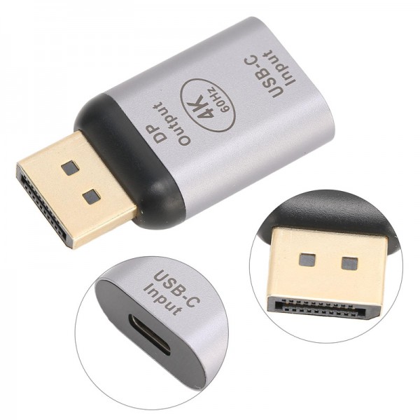 POWERTECH αντάπτορας USB-C σε DisplayPort PTH-096, 4K/60Hz, γκρι - Powertech