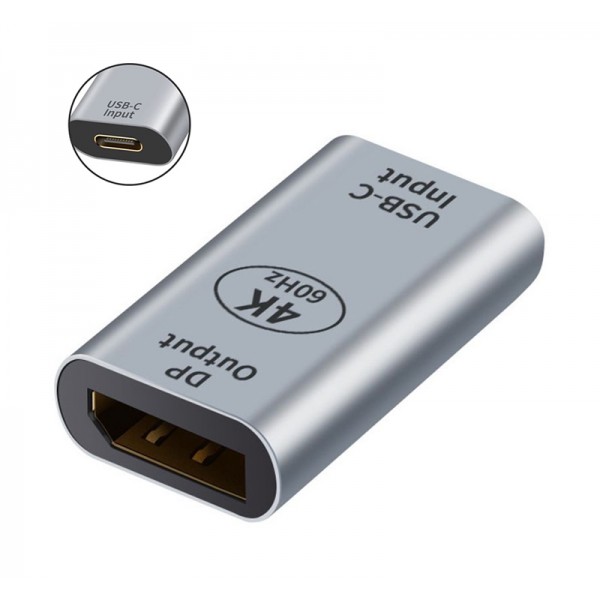POWERTECH αντάπτορας USB-C σε DisplayPort PTH-097, 4K/60Hz, γκρι - Powertech
