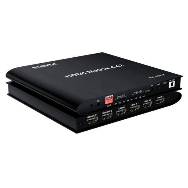 HDMI matrix switch CAB-H155 με τηλεχειριστήριο, 4 σε 2, 8K/60Hz, μαύρο - UNBRANDED