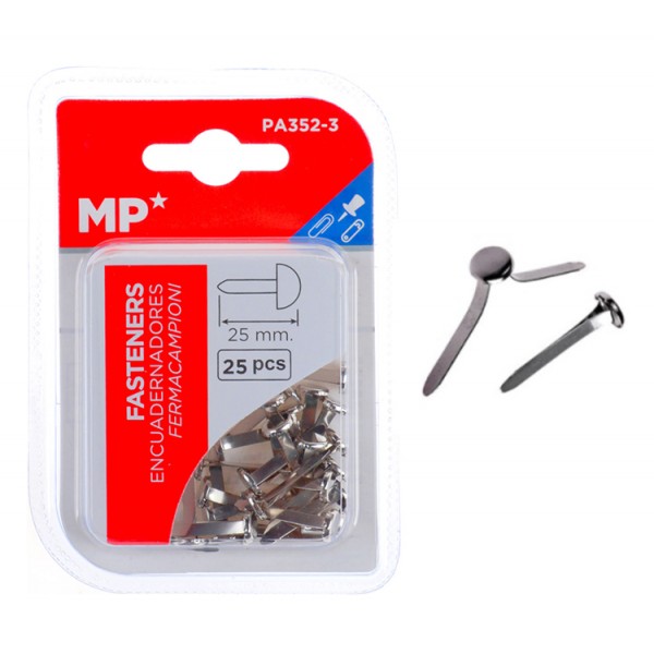 MP διχαλωτοί συνδετήρες PA352-3, μεταλλικοί, 25mm, ασημί, 25τμχ - Αναλώσιμα - Είδη Γραφείου