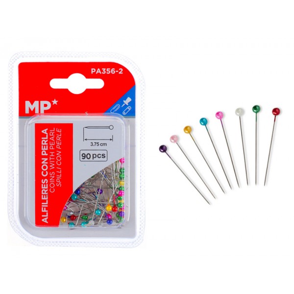 MP πινέζες με κεφάλι PA356-2, μεταλλικές, 3.75cm, πολύχρωμες, 90τμχ - Αναλώσιμα - Είδη Γραφείου