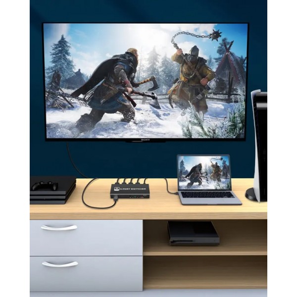 HDMI switch CAB-H149 με τηλεχειριστήριο, 4 σε 1, 8K/60Hz, μαύρο - KVM - Μετατροπείς