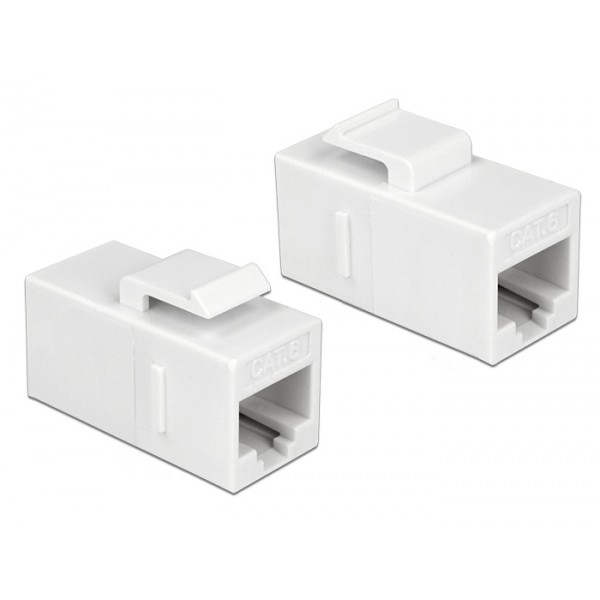 DELOCK Keystone module RJ45 86379, θηλυκό σε θηλυκό, Cat 6 UTP, λευκό - DeLock