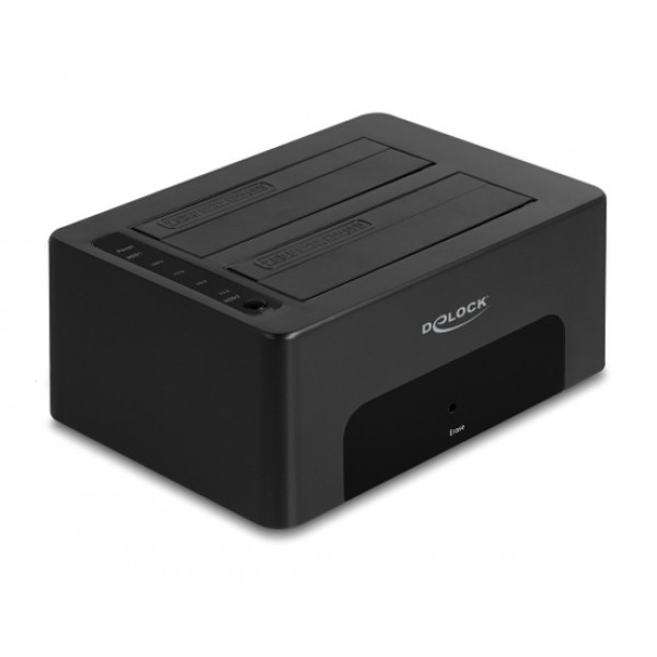 DELOCK docking station για 2.5" ή 3.5" SATA HDD/SSD 64187, 2 θέσεων, 5Gbps, clone/erase function, μαύρο - Θήκες & Trays Σκληρών Δίσκων