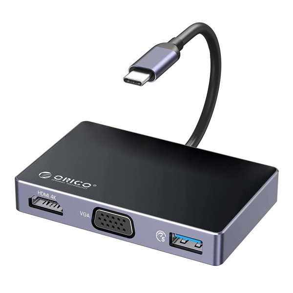 ORICO docking station DM-5P, 5 θυρών, USB-C σύνδεση, 100W PD, 4K, μαύρο - ORICO
