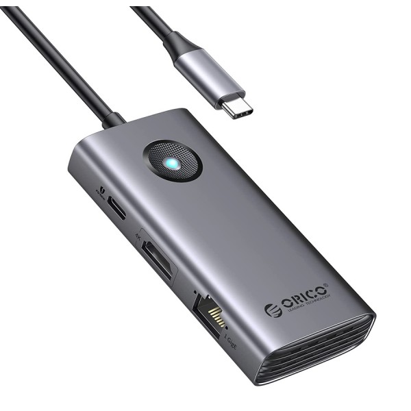 ORICO docking station PW11-6PR, 6 θυρών, USB-C σύνδεση, 100W PD 4K, γκρι - ORICO