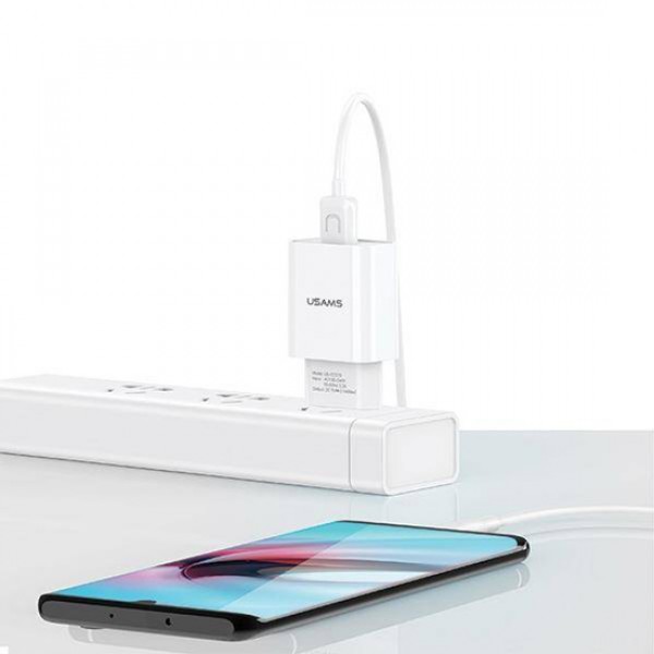 USAMS φορτιστής τοίχου T21OCLN01 με καλώδιο Lightning, USB 2.1A, λευκός - Αξεσουάρ Κινητών