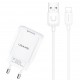 USAMS φορτιστής τοίχου T21OCLN01 με καλώδιο Lightning, USB 2.1A, λευκός