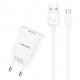 USAMS φορτιστής τοίχου T21OCMC01 με καλώδιο Micro USB, USB 2.1A, λευκός