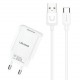 USAMS φορτιστής τοίχου T21OCTC01 με καλώδιο USB-C, USB 2.1A, λευκός