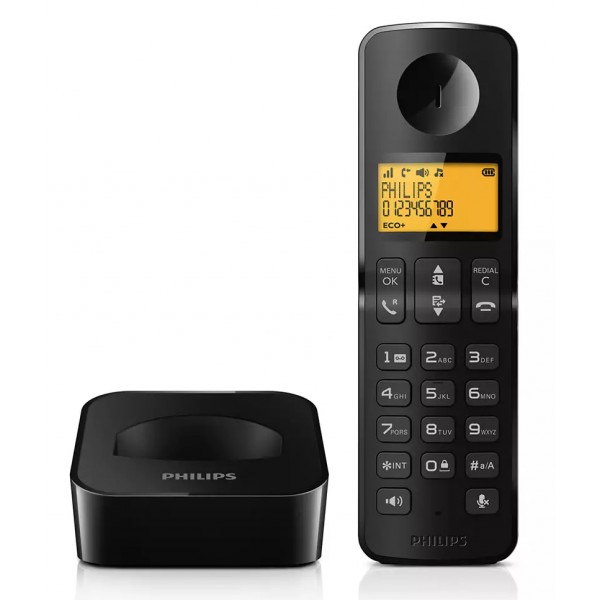 PHILIPS ασύρματο τηλέφωνο D2601B-34, με ελληνικό μενού, μαύρο - Ασύρματες Συσκευές