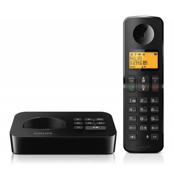 PHILIPS ασύρματο τηλέφωνο D2651B-34, με ελληνικό μενού, μαύρο - Ασύρματες Συσκευές