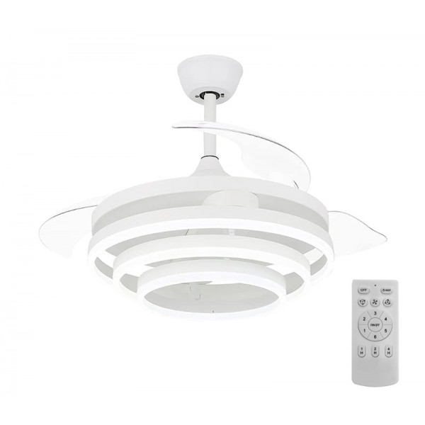 POWERTECH ανεμιστήρας οροφής HLL-0112 με LED φως, 72W, Φ106x50cm, λευκός - Φωτιστικά Οροφής