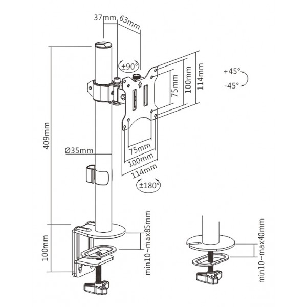 BRATECK βάση γραφείου οθόνης LDT57-C01, 17-32", έως 9kg