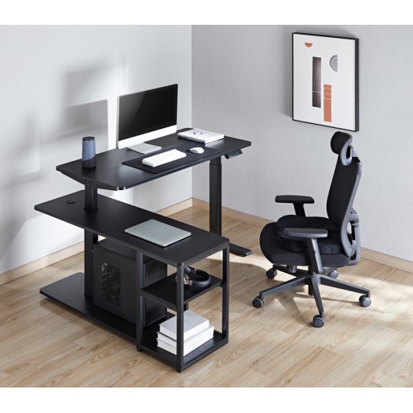 BRATECK ηλεκτρικό γραφείο S08-22DL-2, ρυθμιζόμενο ύψος, 136x120cm, μαύρο - Εξοπλισμός γραφείου