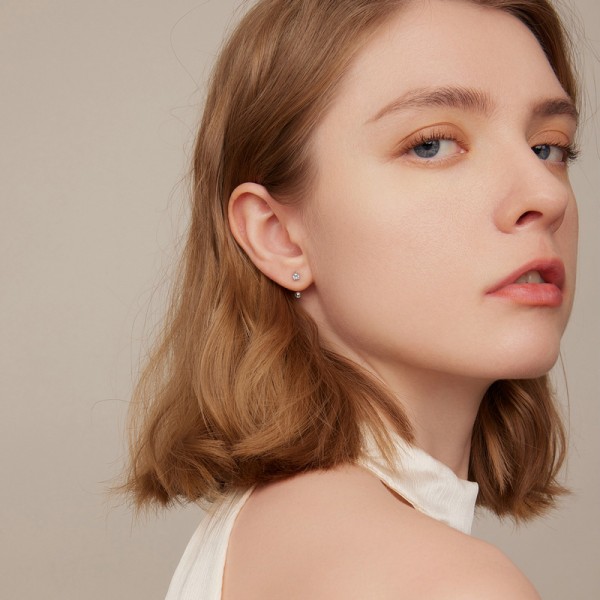 BAMOER σκουλαρίκια μπάρα VSE157-A, με κυβική ζιρκόνια, ασήμι 925, ασημί - BAMOER