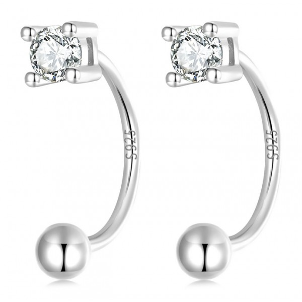 BAMOER σκουλαρίκια μπάρα VSE157-A, με κυβική ζιρκόνια, ασήμι 925, ασημί - BAMOER