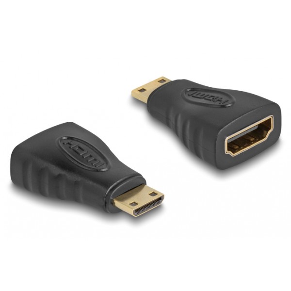 DELOCK αντάπτορας mini HDMI σε HDMI 65244, gold plated, μαύρος - DeLock