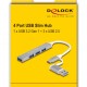 DELOCK USB hub 64214, 4x θυρών, 5Gbps, USB & USB-C σύνδεση, γκρι