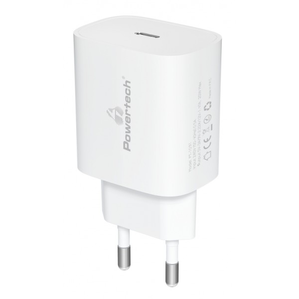 POWERTECH φορτιστής τοίχου PT-1091, USB-C, PD 20W, λευκός - Αξεσουάρ Κινητών