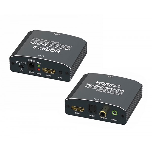 POWERTECH HDMI audio extractor CAB-H153, 4K/60Hz, γκρι - KVM - Μετατροπείς