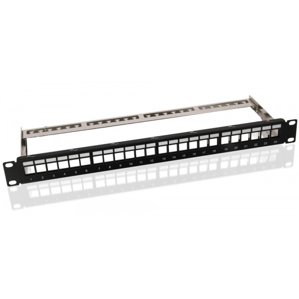 GOOBAY Keystone patch panel 95743, 19"/1U, 24x ports, μαύρo - Καμπίνες - Rack
