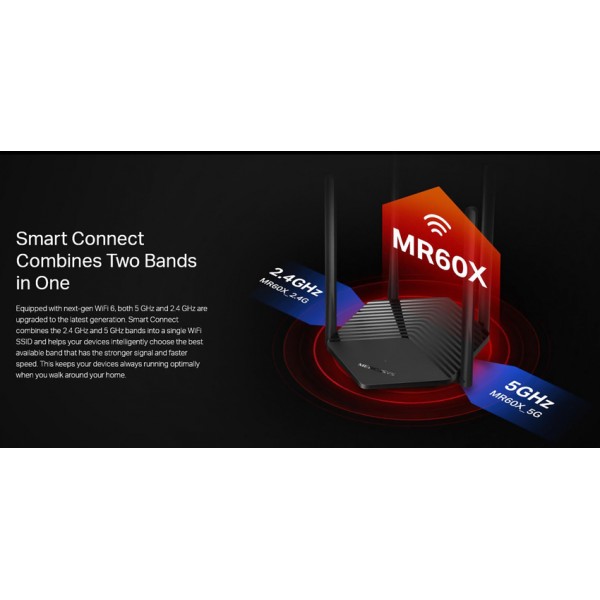 MERCUSYS router MR60X, Wi-Fi 6, 1500Mbps AX1500, Dual Band, Ver. 2.0 - Modem - Router