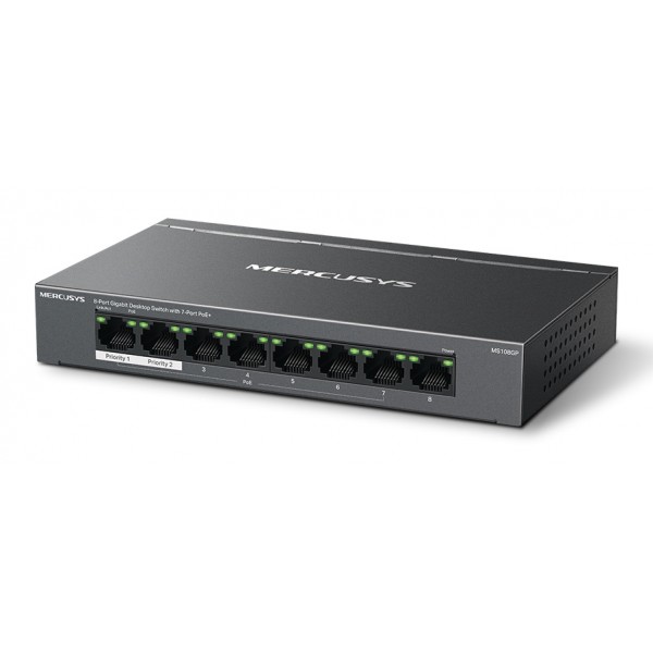 MERCUSYS Desktop Switch MS108GP, 8x 10/100/1000 Mbps, PoE+, Ver. 1.0 - Switches