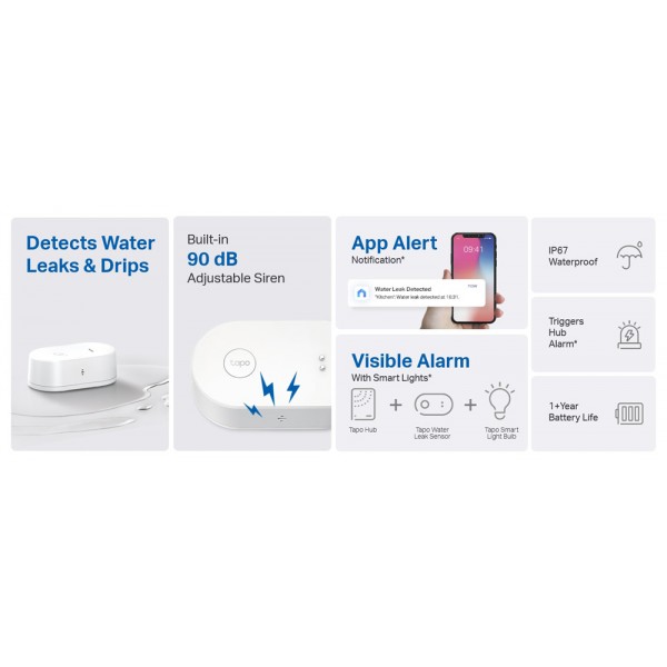 TP-LINK smart αισθητήρας πλημμύρας Tapo T300, 868MHz, Ver 1.0 - Ανιχνευτές