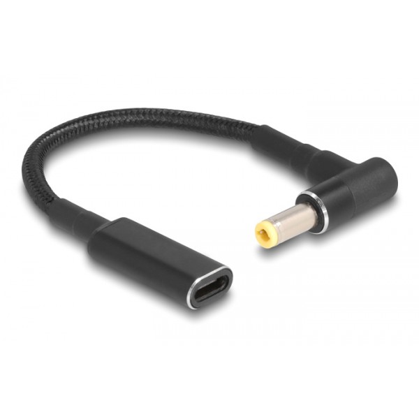 POWERTECH καλώδιο τροφοδοσίας CAB-UC068, USB-C σε 5.5x2.5mm, 15cm, μαύρο - Φορτιστές Laptop