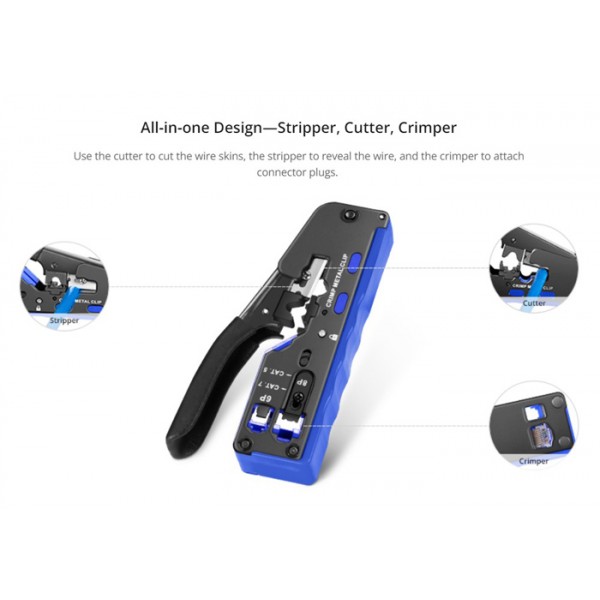 Πρέσα ακροδεκτών TOOL-0093 για καλώδια δικτύου RJ12/6P & RJ45/8P - Πένσες