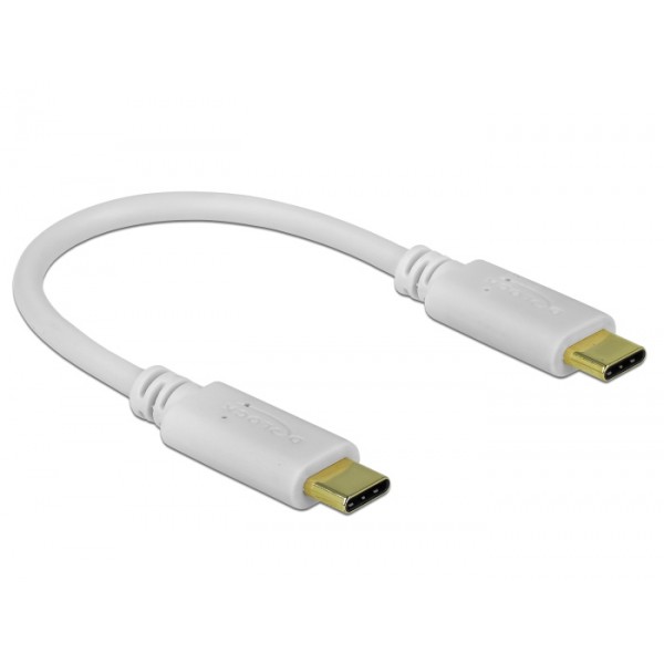 DELOCK καλώδιο USB-C 85357, 100W PD, 5A, 15cm, E-Marker, λευκό - DeLock