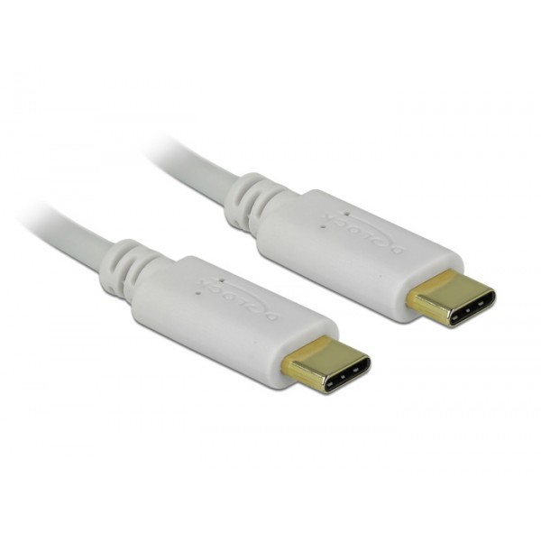 DELOCK καλώδιο USB-C 85357, 100W PD, 5A, 15cm, E-Marker, λευκό - DeLock