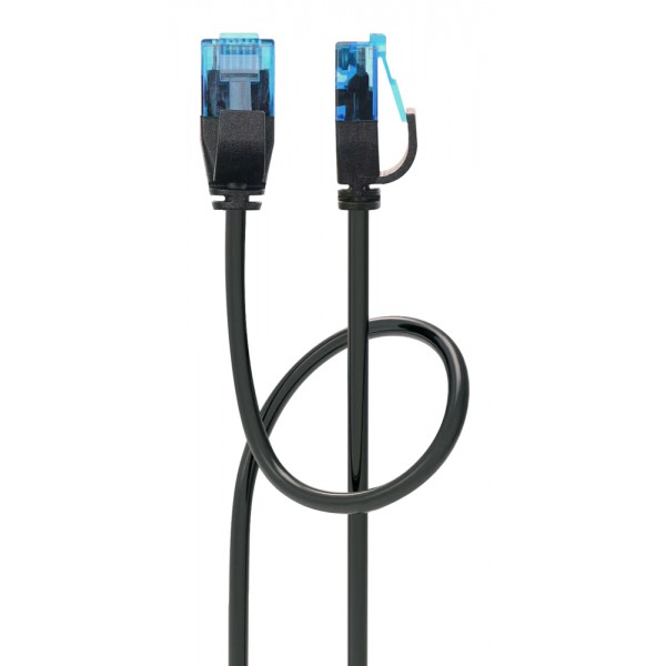 POWERTECH καλώδιο δικτύου PTR-0142 Cat 6a U/UTP, copper, slim, 1m, μαύρο - Powertech