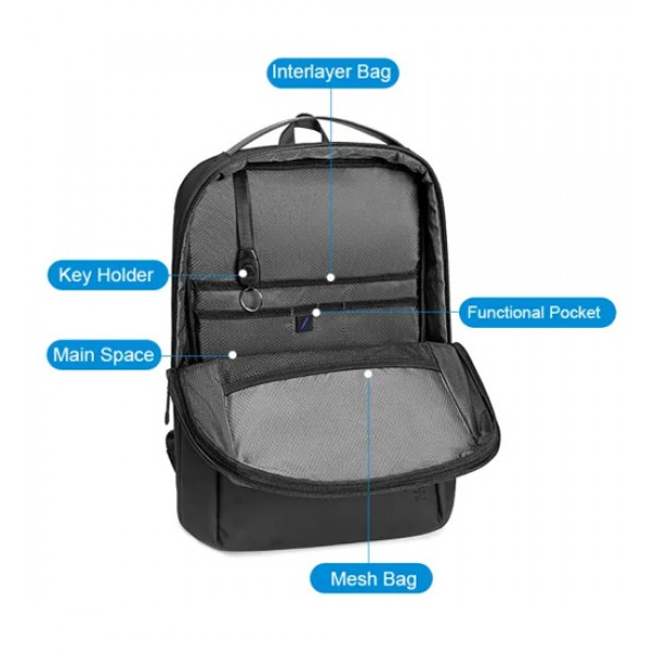 ARCTIC HUNTER τσάντα πλάτης B00574 με θήκη laptop 15.6", 10L, γκρι - ARCTIC HUNTER
