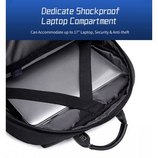 ARCTIC HUNTER τσάντα πλάτης B00544 με θήκη laptop 17", 40L, USB, μαύρη