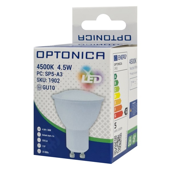 OPTONICA LED λάμπα spot 1902, 4.5W, 4500K, GU10, 320lm - Λάμπες