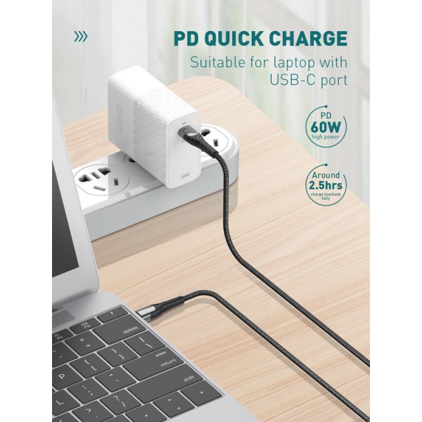 LDNIO καλώδιο USB-C σε USB-C LC101, 65W PD, 1m, γκρι - LDNIO