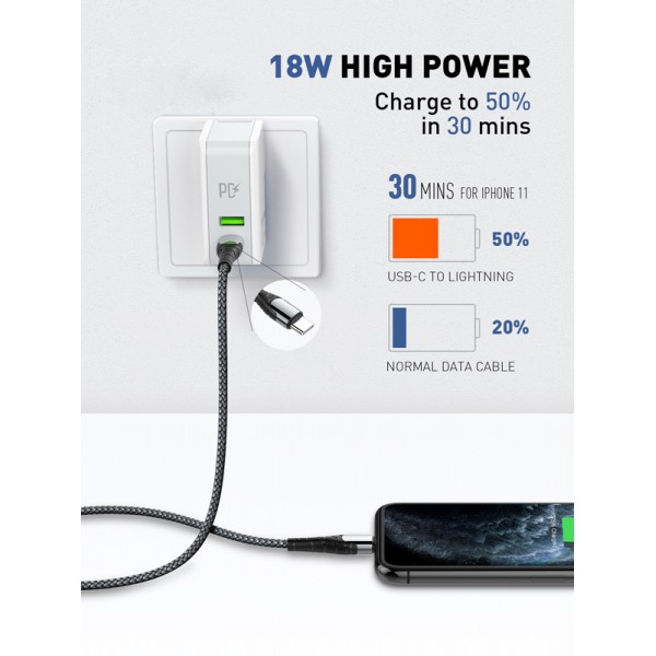 LDNIO καλώδιο Lightning σε USB-C LC111, 30W PD, 1m, γκρι - LDNIO