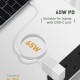 LDNIO καλώδιο USB-C σε USB-C LC121C, 65W PD, 1m, λευκό