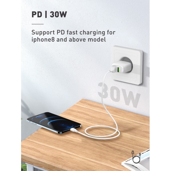 LDNIO καλώδιο Lightning σε USB-C LC121I, 30W PD, 1m, λευκό - LDNIO