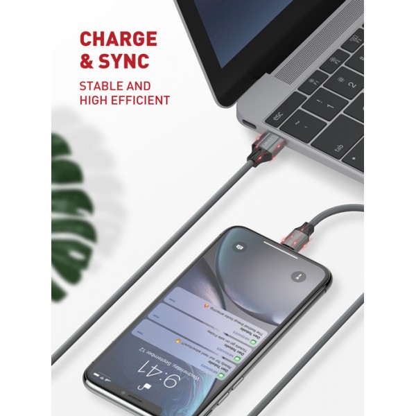 LDNIO καλώδιο Lightning σε USB LS442, 2.4A, 2m, γκρι - LDNIO