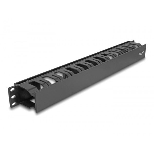 DELOCK cable management 67021 για rack 19"/1U, 2 ανοίγματα, πλαστικό, μαύρο - Καμπίνες - Rack